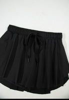 Black High Waist Athletic Skort with Drawstring Shorts boho clothing, festival outfit, hippie style apparel | Elevated Hippie