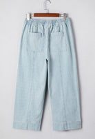 Sky Blue Stripe Drawstring Wide Leg Denim Pants boho clothing, festival outfit, hippie style apparel | Elevated Hippie