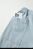 Sky Blue Stripe Drawstring Wide Leg Denim Pants boho clothing, festival outfit, hippie style apparel | Elevated Hippie