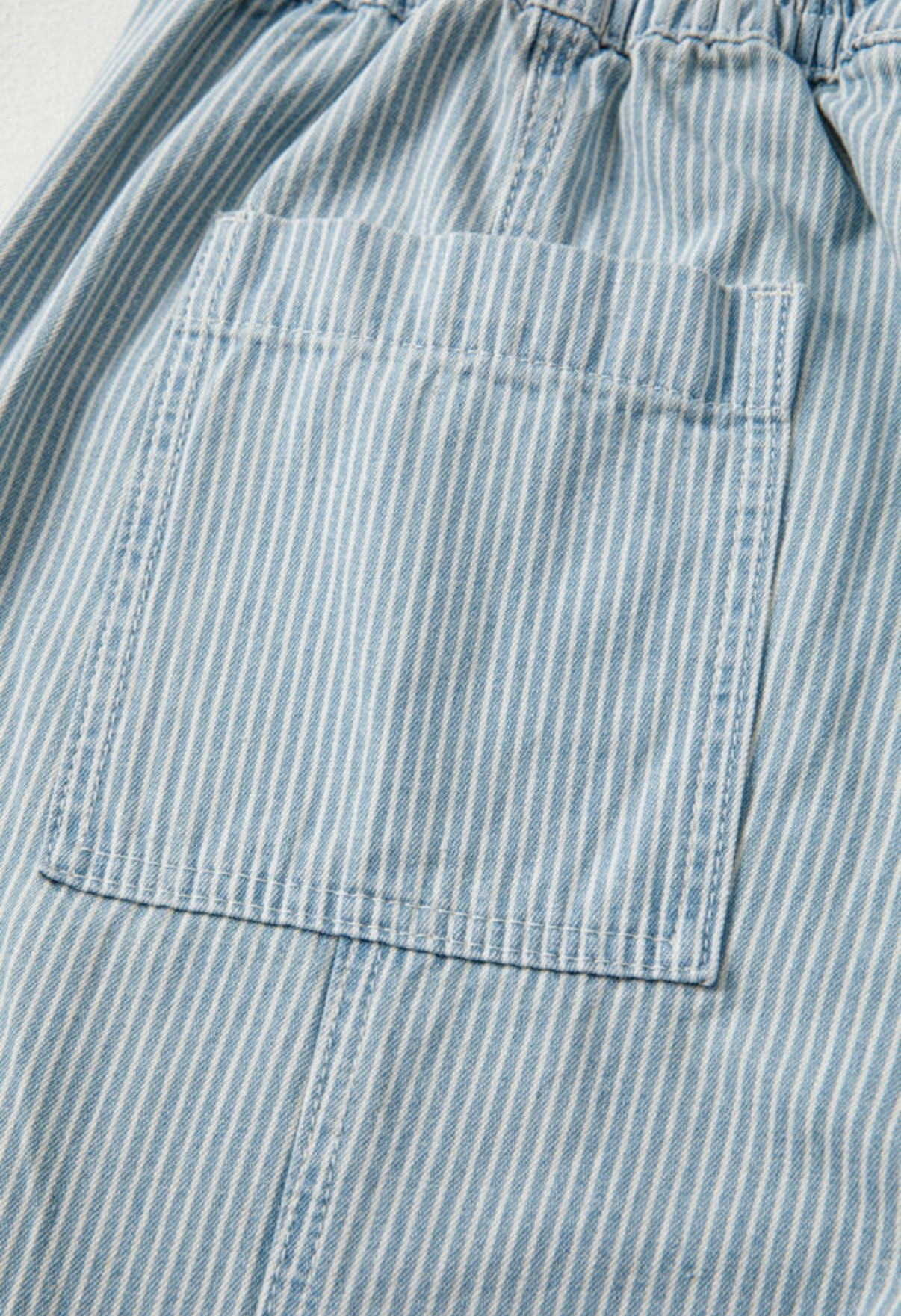 Sky Blue Stripe Drawstring Wide Leg Denim Pants boho clothing, festival outfit, hippie style apparel | Elevated Hippie