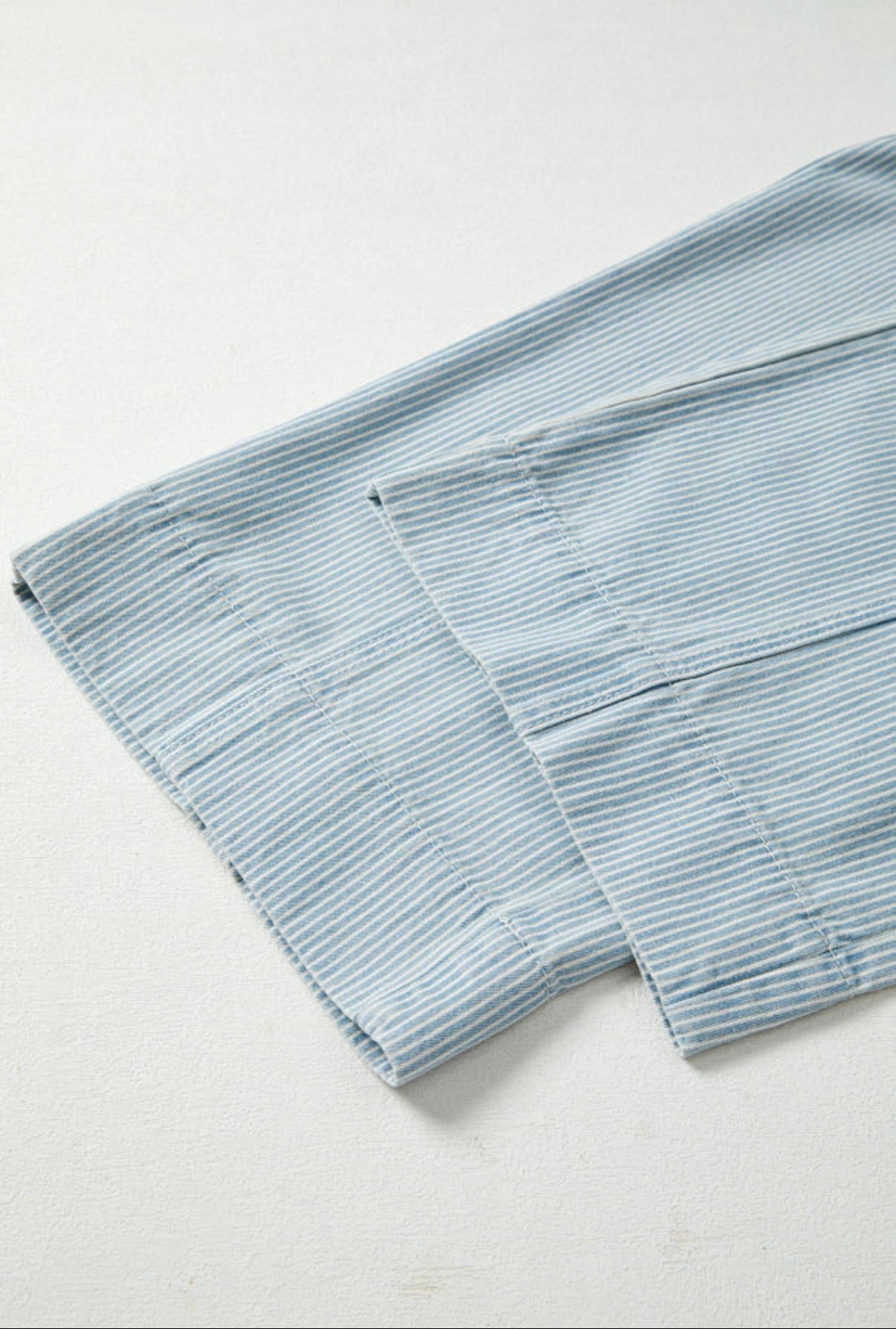 Sky Blue Stripe Drawstring Wide Leg Denim Pants boho clothing, festival outfit, hippie style apparel | Elevated Hippie