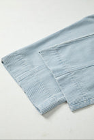 Sky Blue Stripe Drawstring Wide Leg Denim Pants boho clothing, festival outfit, hippie style apparel | Elevated Hippie