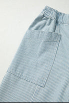 Sky Blue Stripe Drawstring Wide Leg Denim Pants boho clothing, festival outfit, hippie style apparel | Elevated Hippie