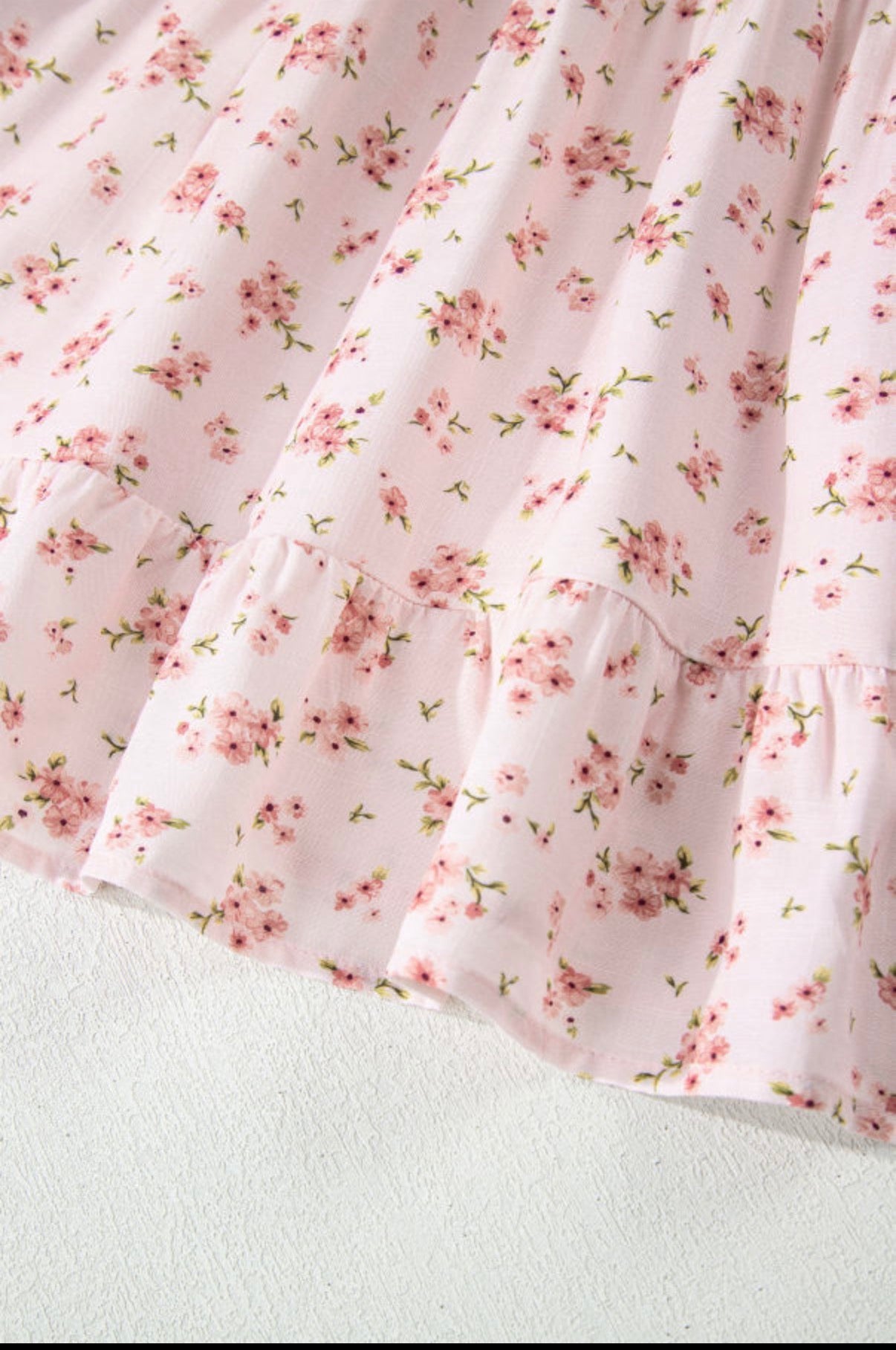 Pink Floral Tie Front Mini Dress with Shirred Waist boho clothing, festival outfit, hippie style apparel | Elevated Hippie