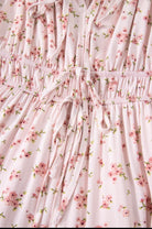 Pink Floral Tie Front Mini Dress with Shirred Waist boho clothing, festival outfit, hippie style apparel | Elevated Hippie