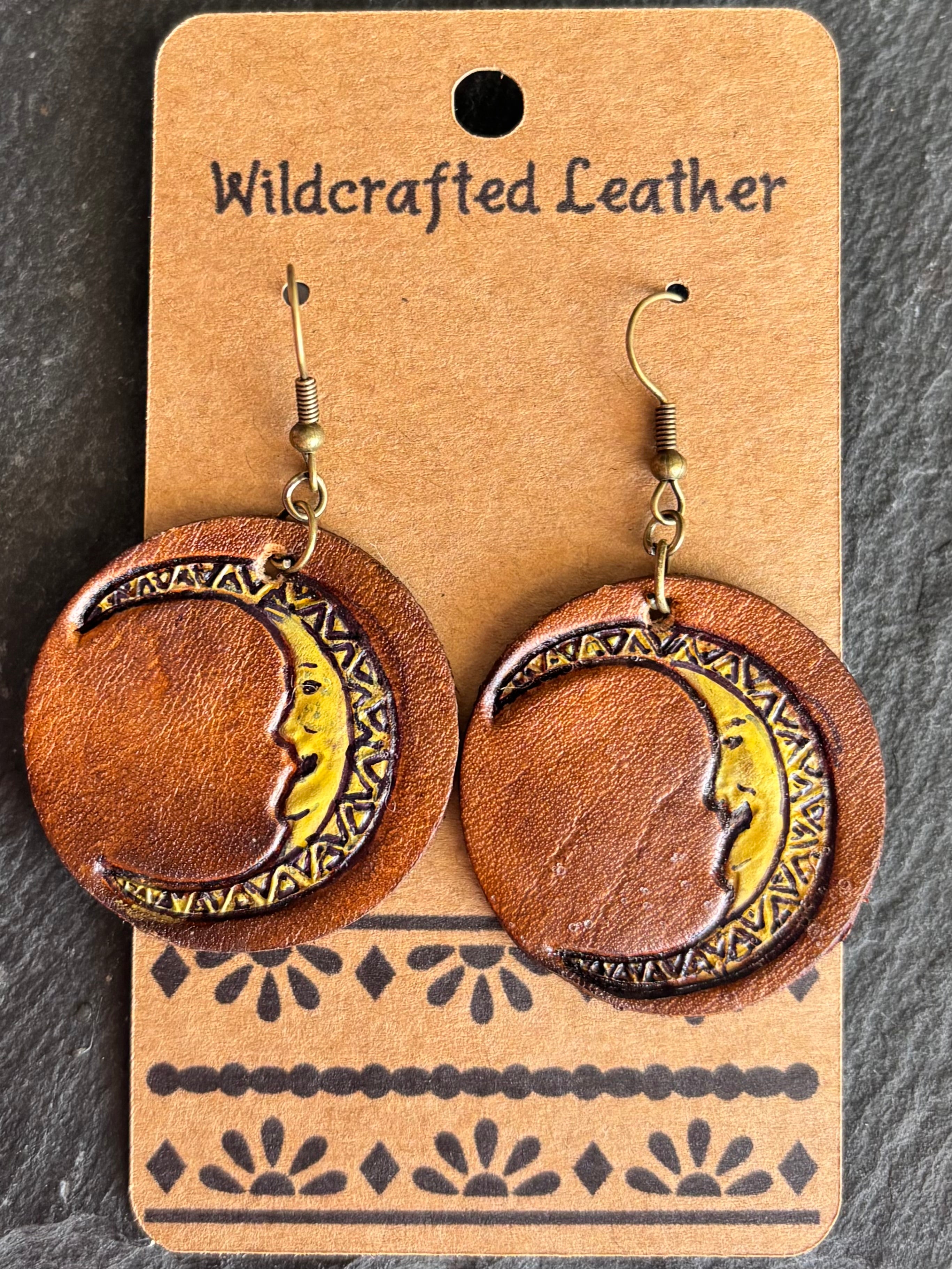 Wildcrafted Leather Handpainted Leather Earrings boho clothing, festival outfit, hippie style apparel | Elevated Hippie
