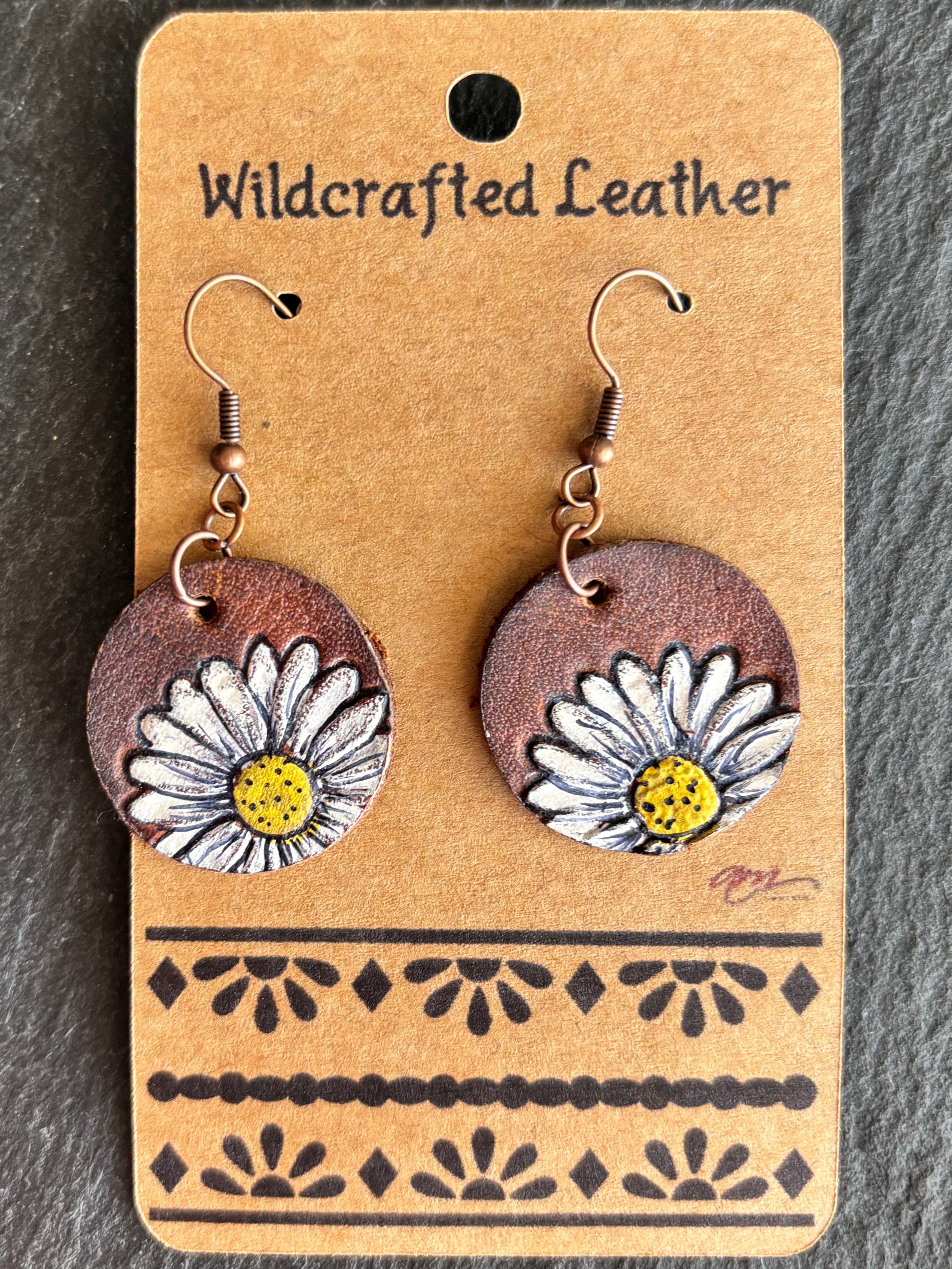 Wildcrafted Leather Handpainted Leather Earrings boho clothing, festival outfit, hippie style apparel | Elevated Hippie