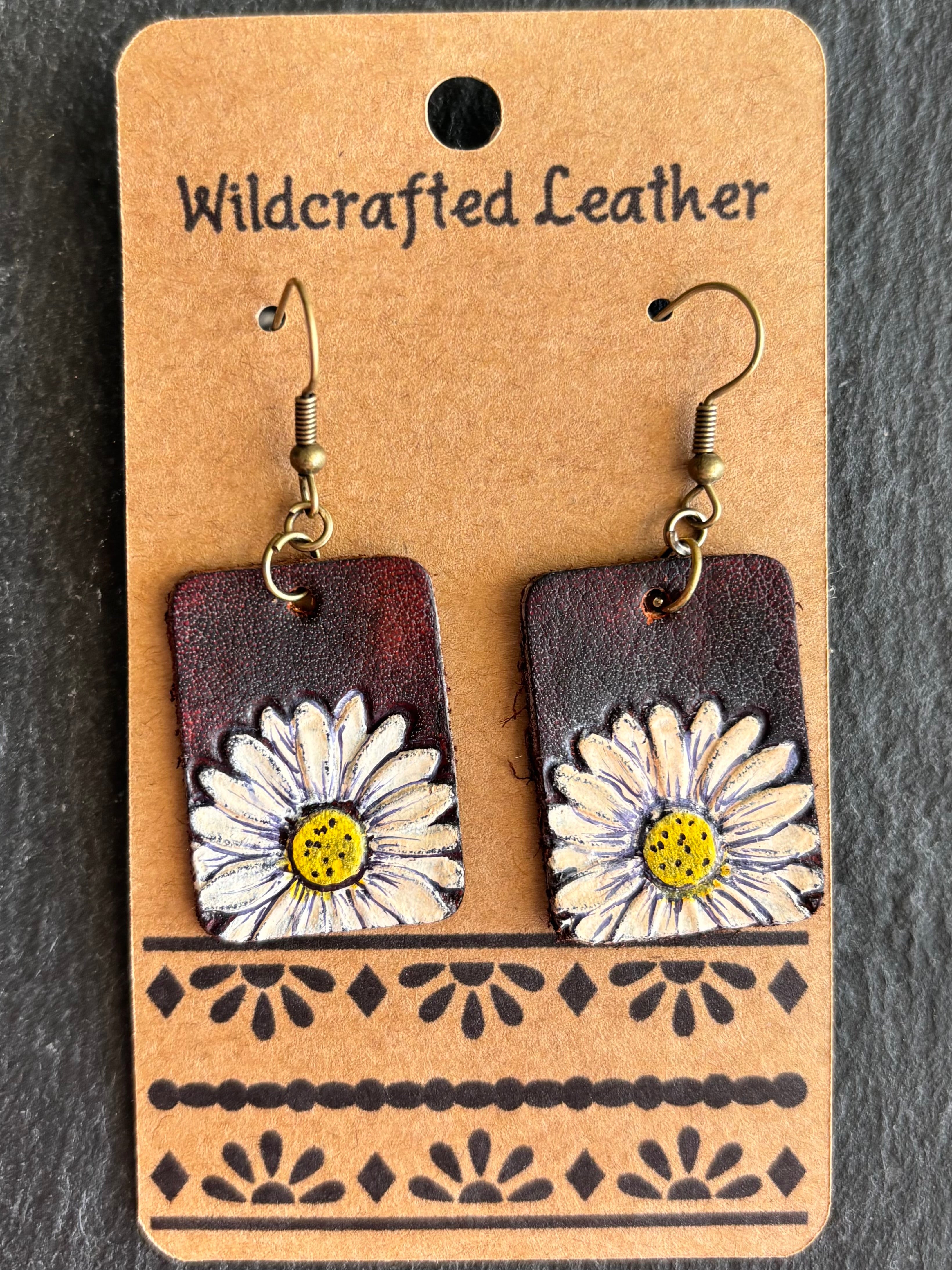 Wildcrafted Leather Handpainted Leather Earrings boho clothing, festival outfit, hippie style apparel | Elevated Hippie