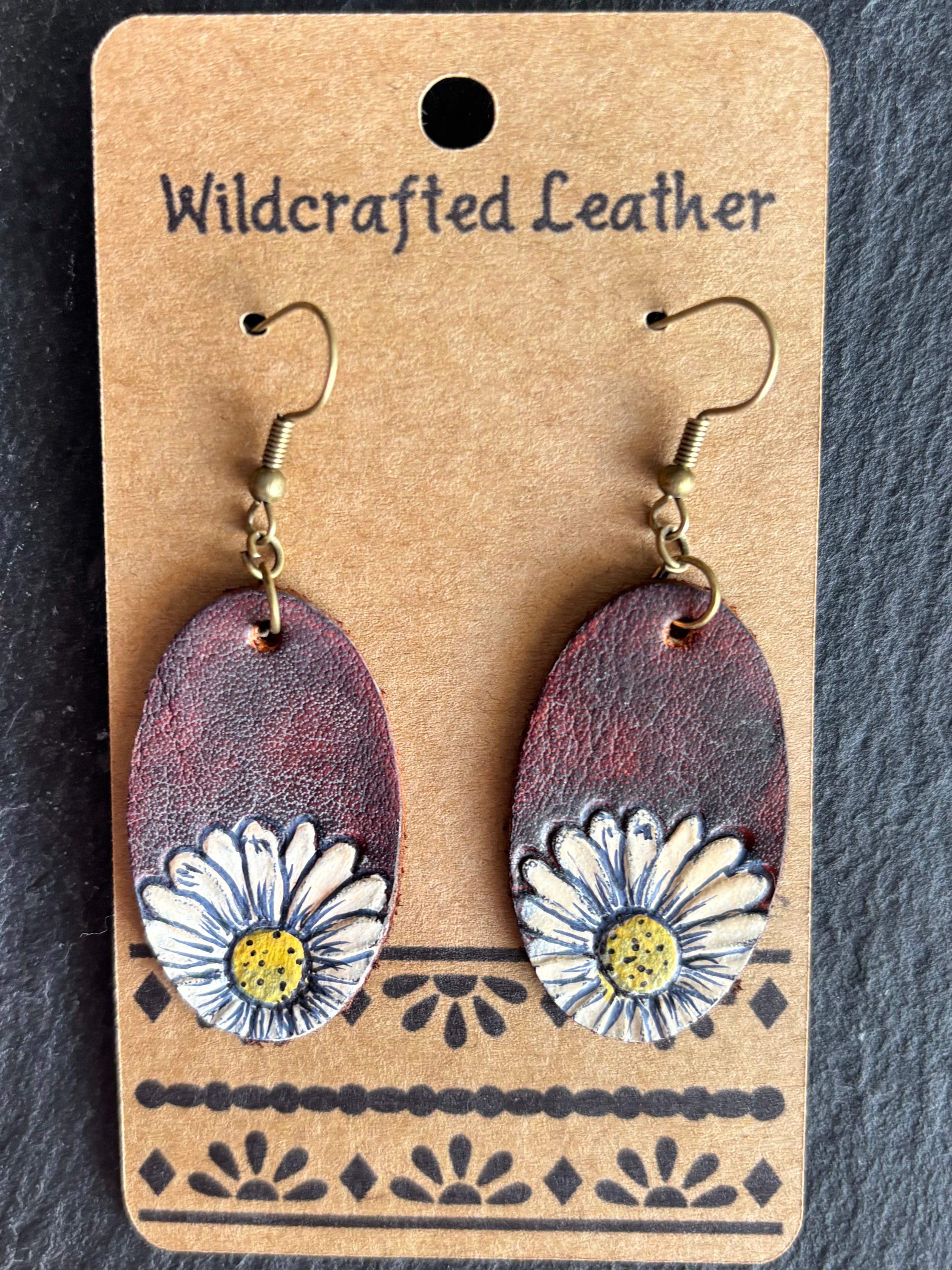 Wildcrafted Leather Handpainted Leather Earrings boho clothing, festival outfit, hippie style apparel | Elevated Hippie