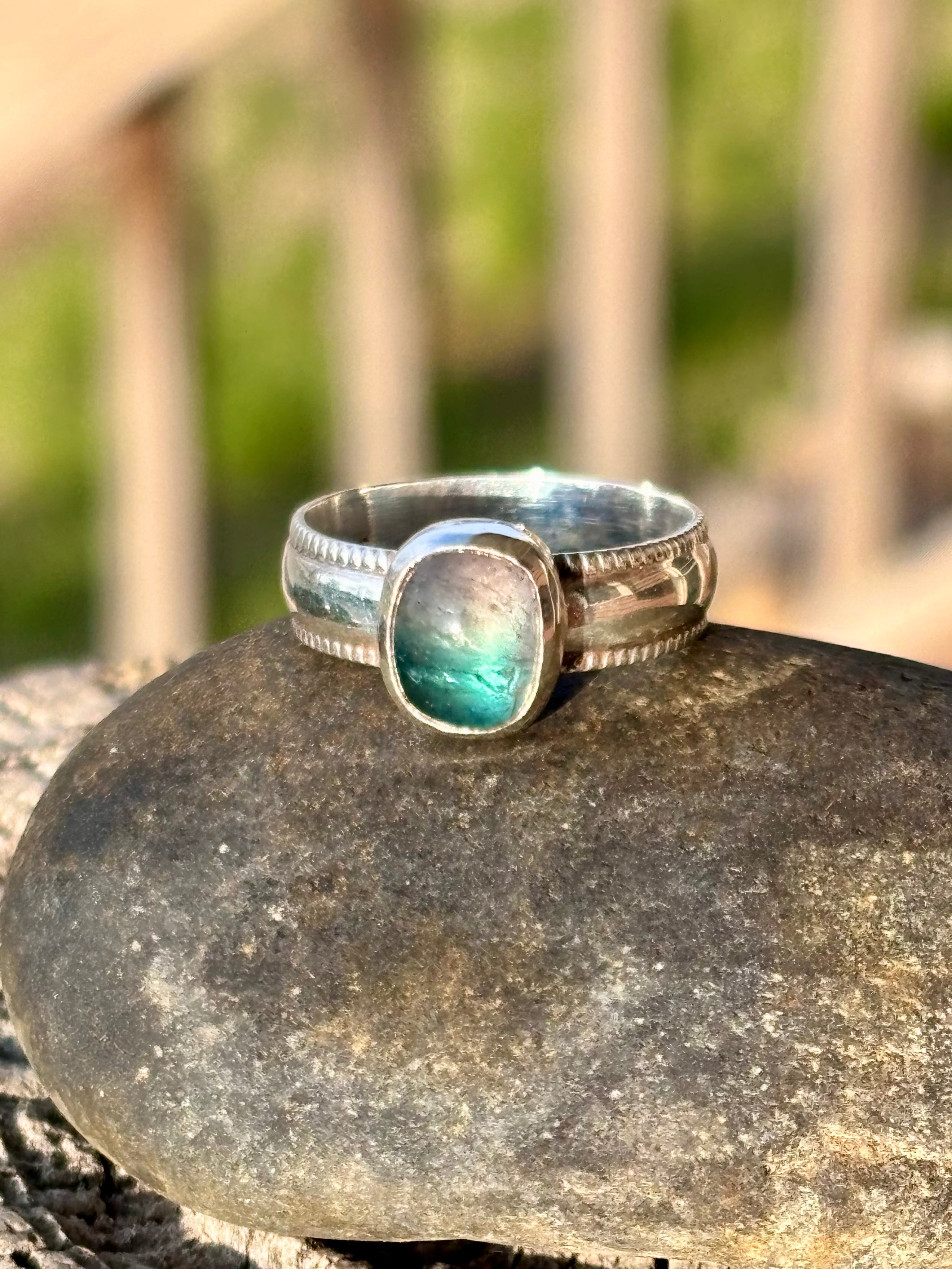 Bicolored Tourmaline Sterling Silver Ring – Size 7.5 boho clothing, festival outfit, hippie style apparel | Elevated Hippie