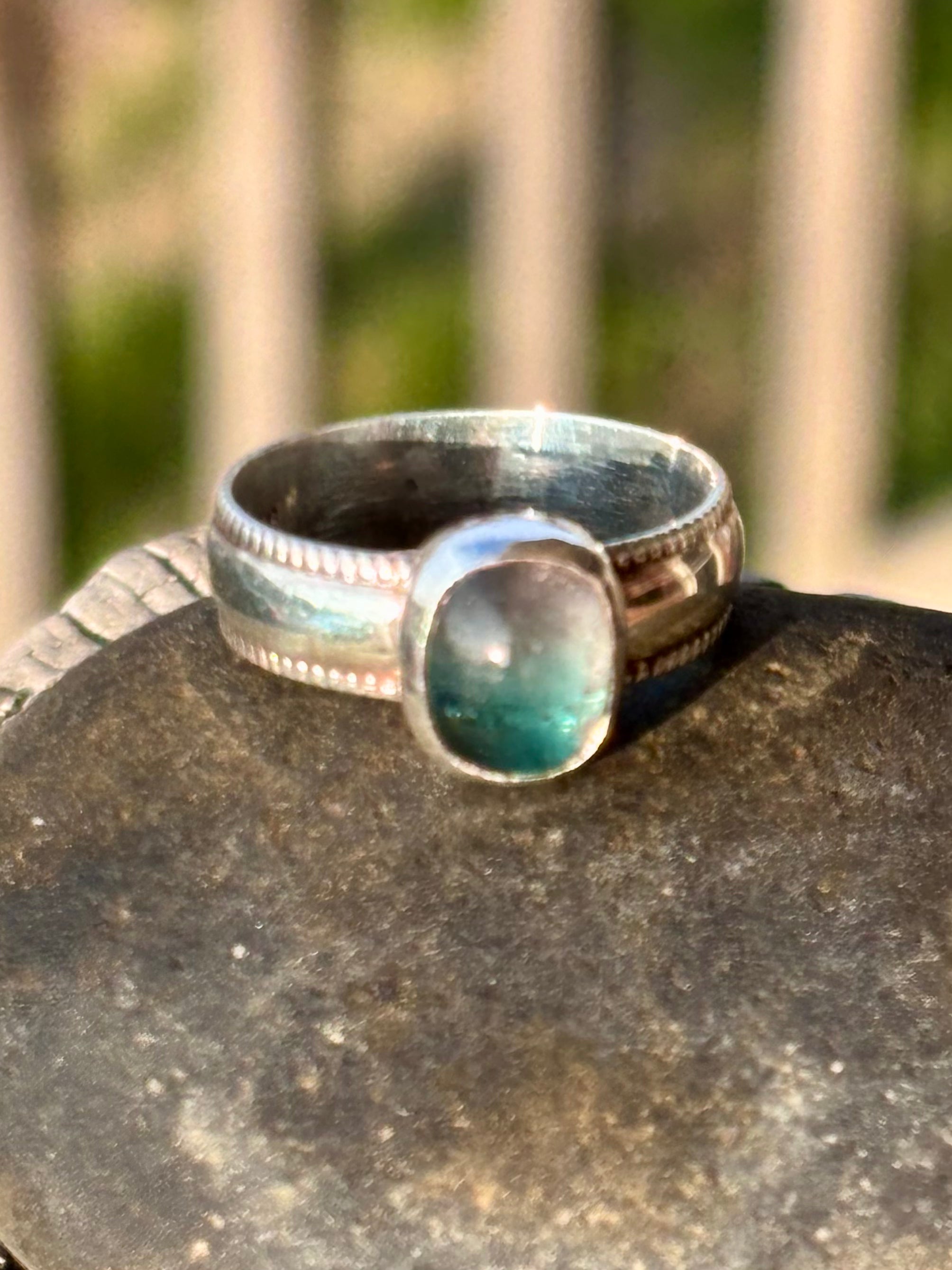 Bicolored Tourmaline Sterling Silver Ring – Size 7.5 boho clothing, festival outfit, hippie style apparel | Elevated Hippie