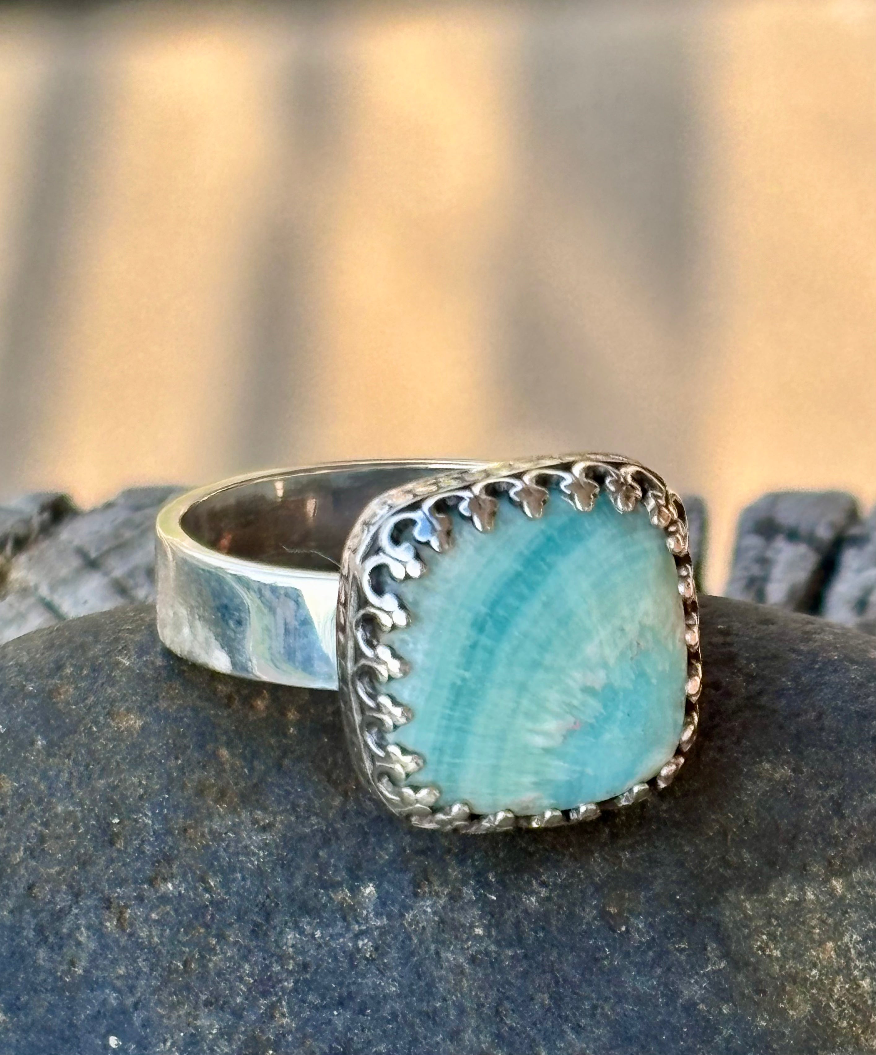 Larimar Sterling Silver Ring – Size 9.25 boho clothing, festival outfit, hippie style apparel | Elevated Hippie
