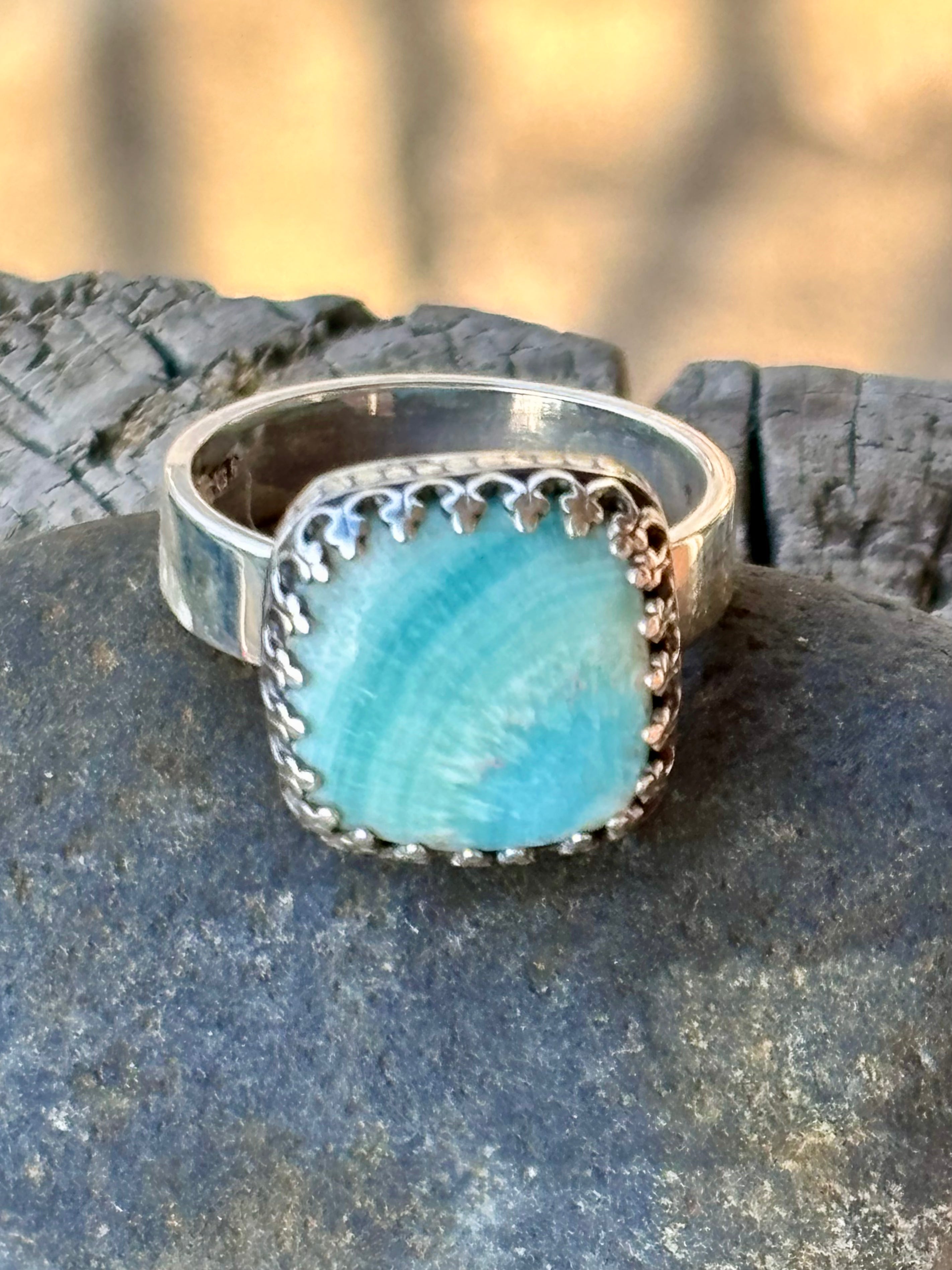 Larimar Sterling Silver Ring – Size 9.25 boho clothing, festival outfit, hippie style apparel | Elevated Hippie
