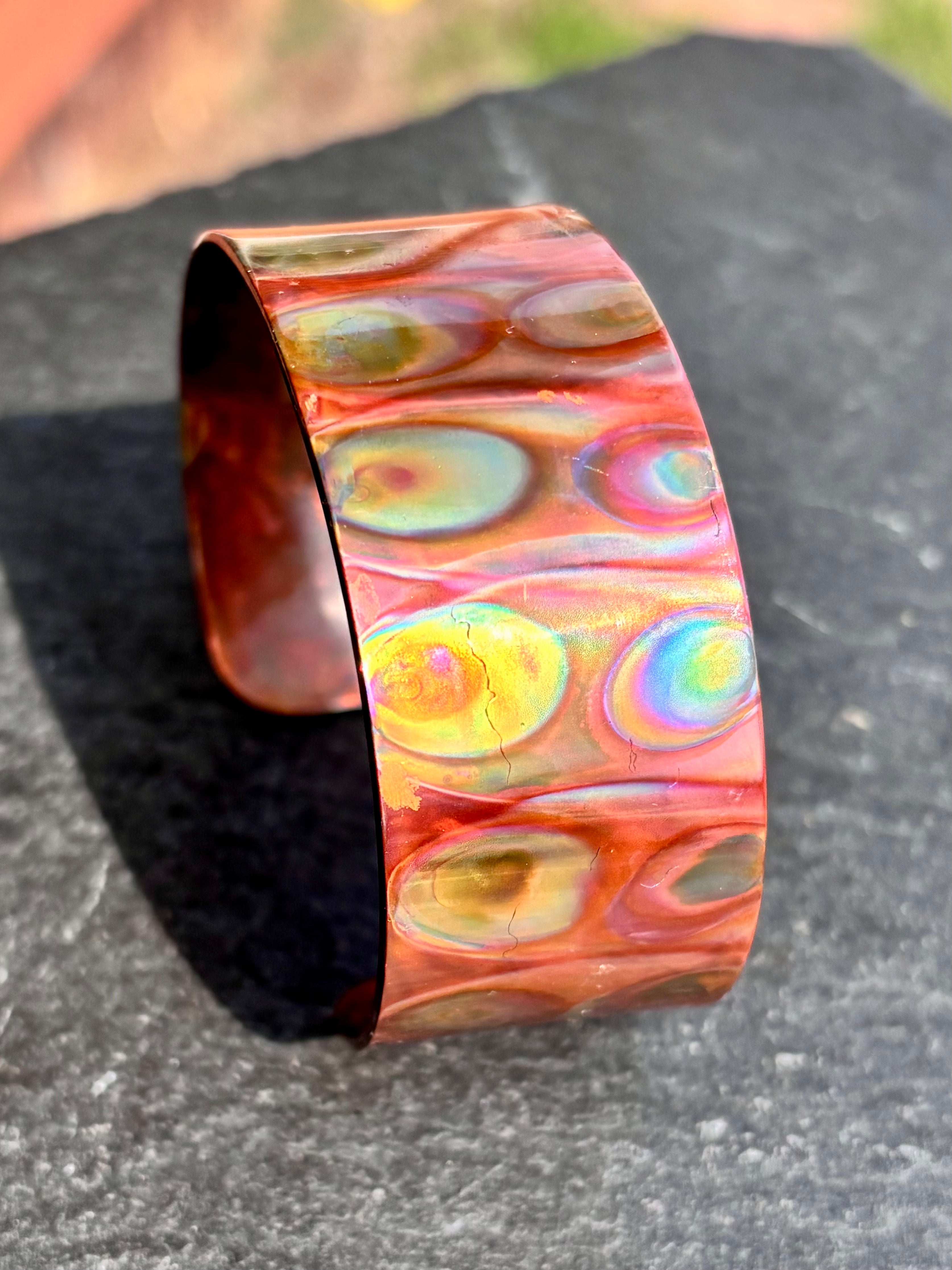 Fire Painted Copper 1" Cuff boho clothing, festival outfit, hippie style apparel | Elevated Hippie