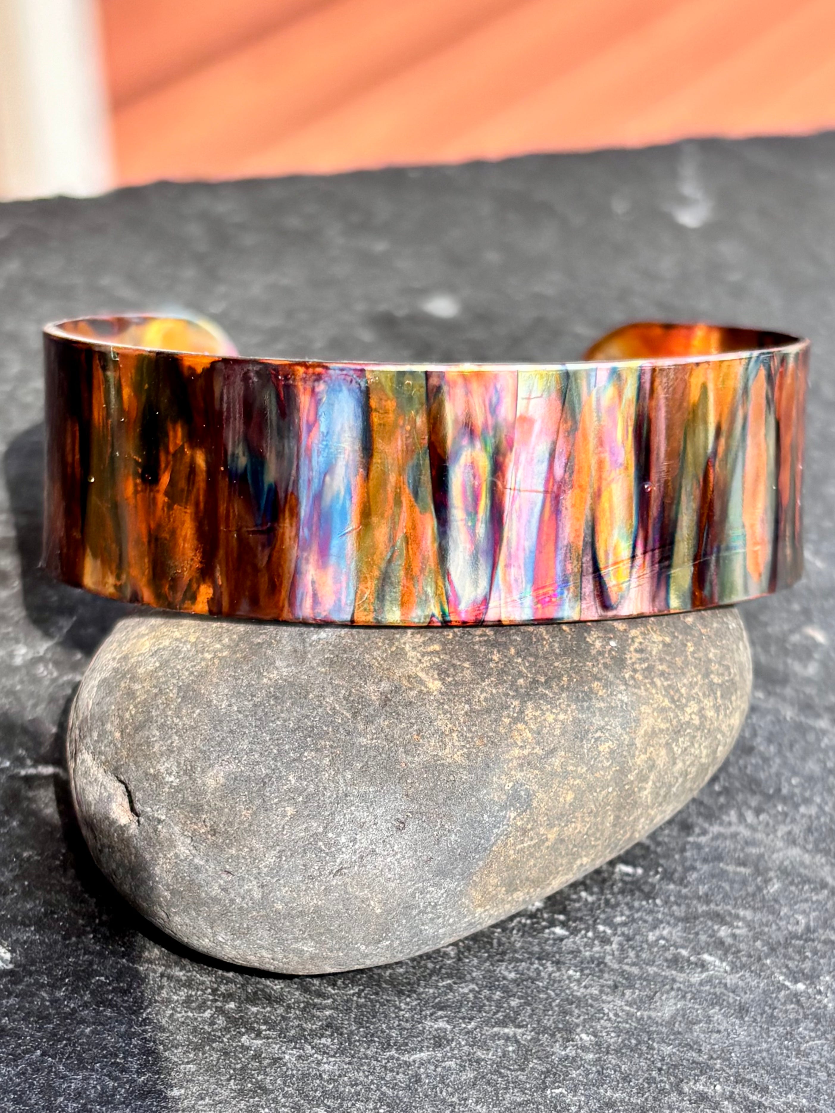 Fire Painted Copper 3/8" Cuff boho clothing, festival outfit, hippie style apparel | Elevated Hippie