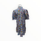 Blue Wild Daisy Floral Puff Sleeve Mini Dress boho clothing, festival outfit, hippie style apparel | Elevated Hippie