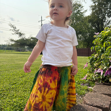 Handmade Kids Tie Dye Festival Pants – Newborn to Youth 14 – Boho Hippie Style - The Elevated Hippie