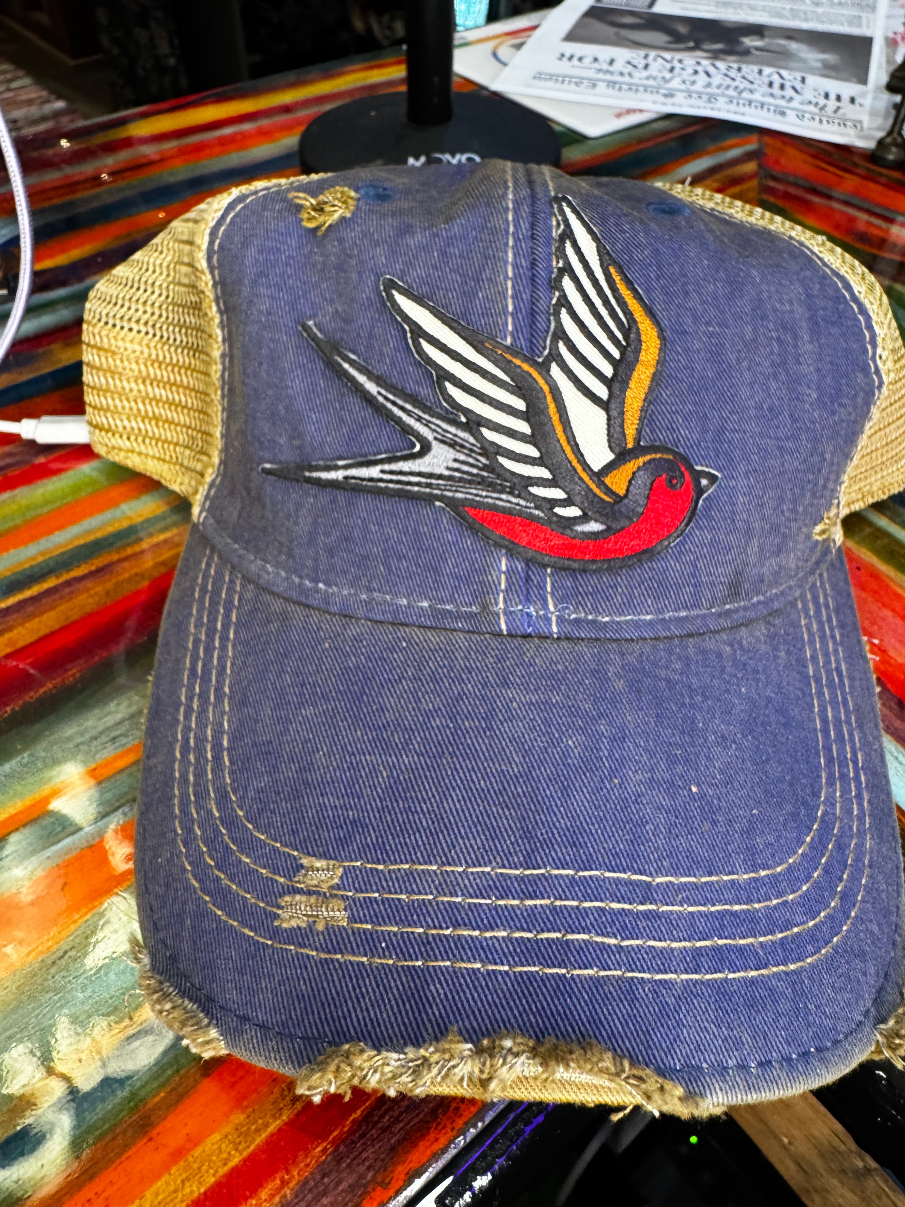 Sparrow Distressed Mesh Snapback Baseball Cap - The Elevated Hippie