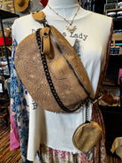 Patchwork Floral Chain Strap Shoulder Bag with Coin Purse – Camel boho clothing, festival outfit, hippie style apparel | Elevated Hippie