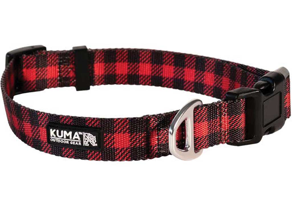 KUMA LAZY BEAR DOG Collar - Medium - 14-20in- Red/black - image 1