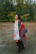 Western Colorful Crochet Patterned Ruana - The Elevated Hippie