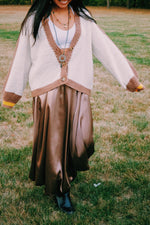 Color Block Sunflower Crochet V Neck Cardigan - The Elevated Hippie