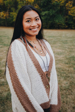 Color Block Sunflower Crochet V Neck Cardigan - The Elevated Hippie