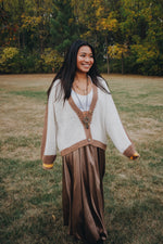 Color Block Sunflower Crochet V Neck Cardigan - The Elevated Hippie