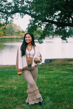 Color Block Sunflower Crochet V Neck Cardigan - The Elevated Hippie