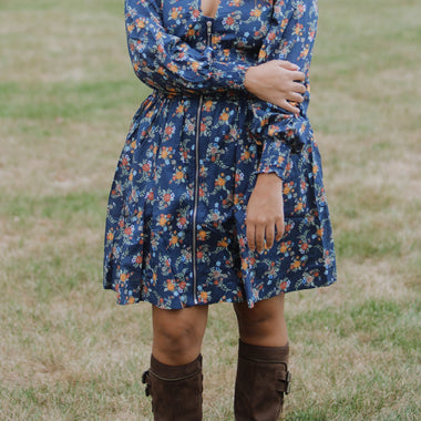 ZIPPERED FLORAL MINI DRESS - The Elevated Hippie
