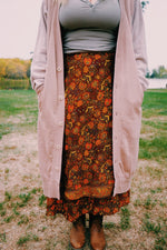 Hippie Boho Style 2 Layer Floral Silk Wrap Skirt - The Elevated Hippie