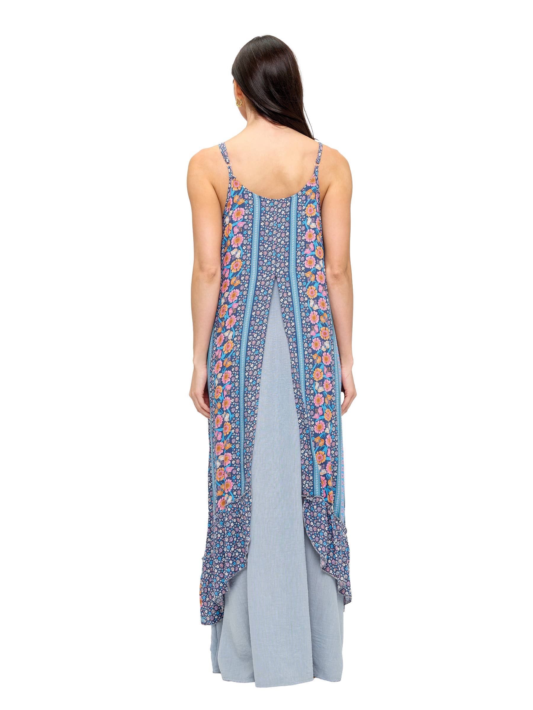 Dreamy Floral Double-Layer Maxi Dress boho clothing, festival outfit, hippie style apparel | Elevated Hippie