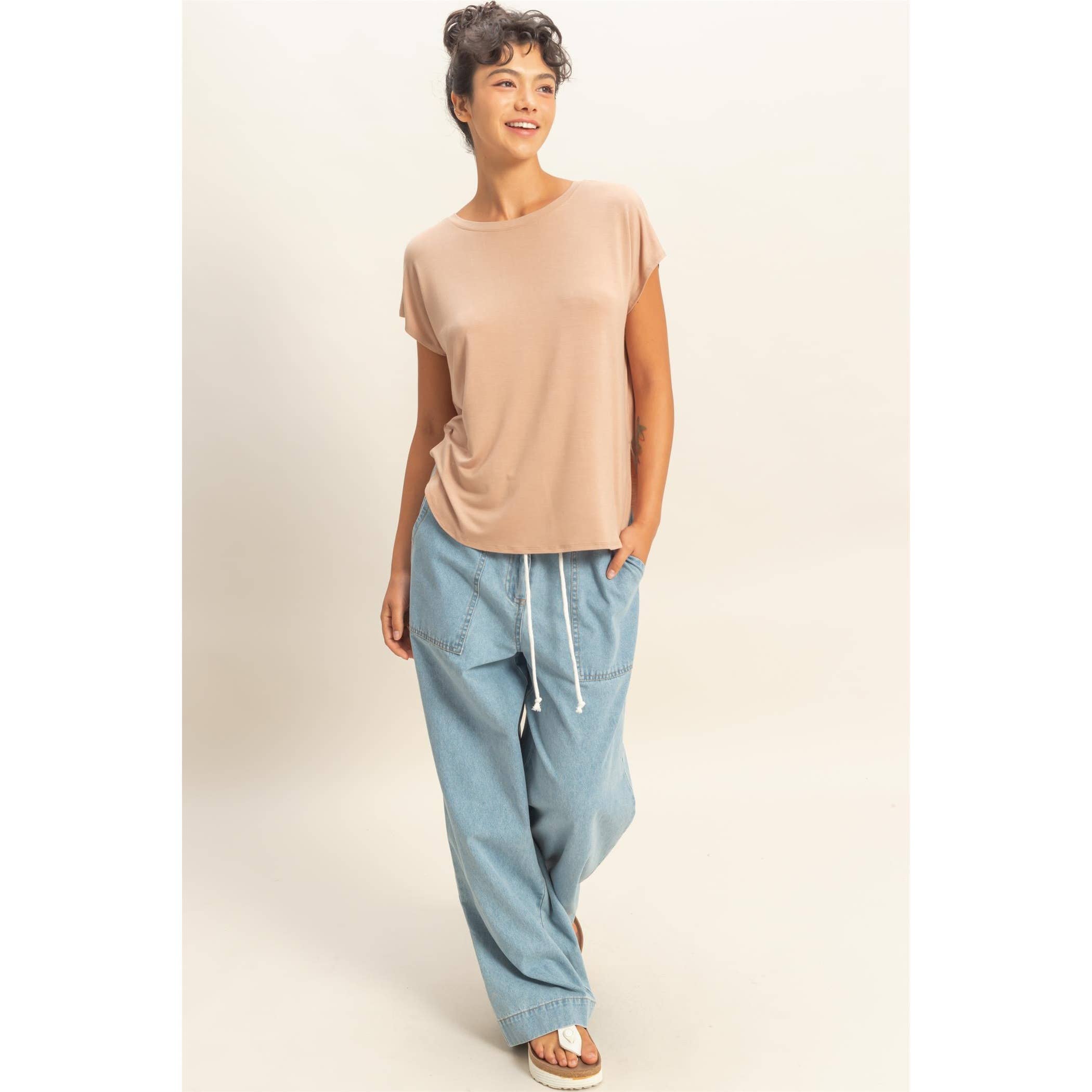 Relaxed Dolman Short Sleeve  Round Neck Top boho clothing, festival outfit, hippie style apparel | Elevated Hippie
