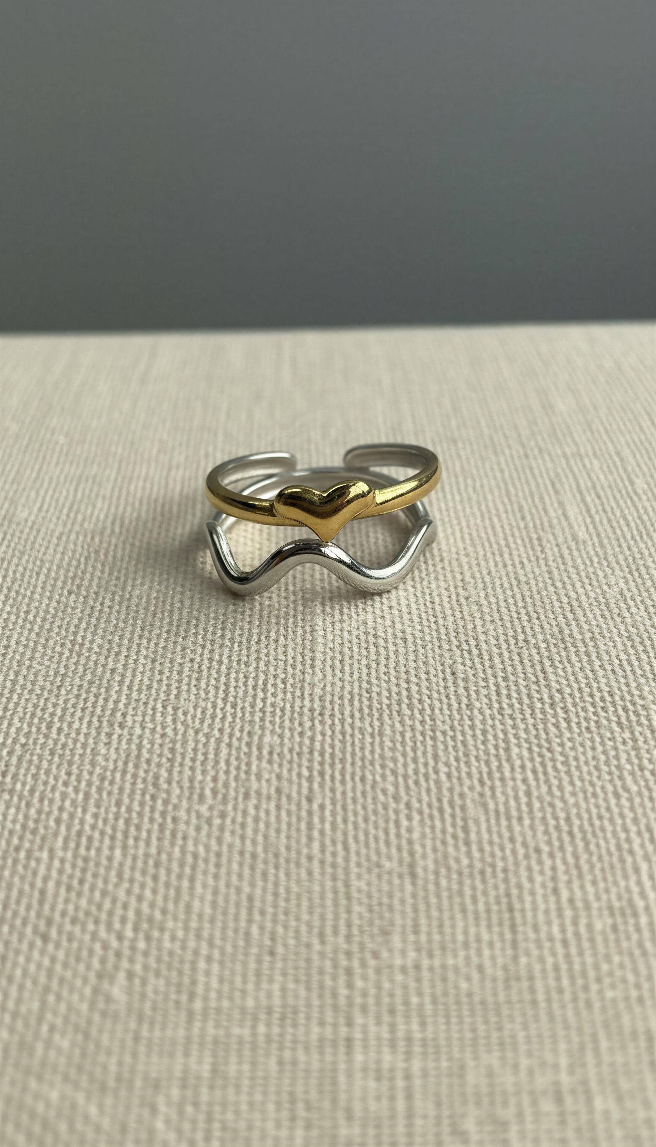 Halo Mixed Metal Adjustable Ring boho clothing, festival outfit, hippie style apparel | Elevated Hippie