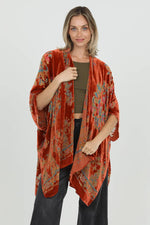 X2EC7-BW82 BURNOUT VELVET KIMONO - The Elevated Hippie