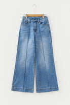 Dusk Blue Piping Seam Flare Leg Pocket Jeans