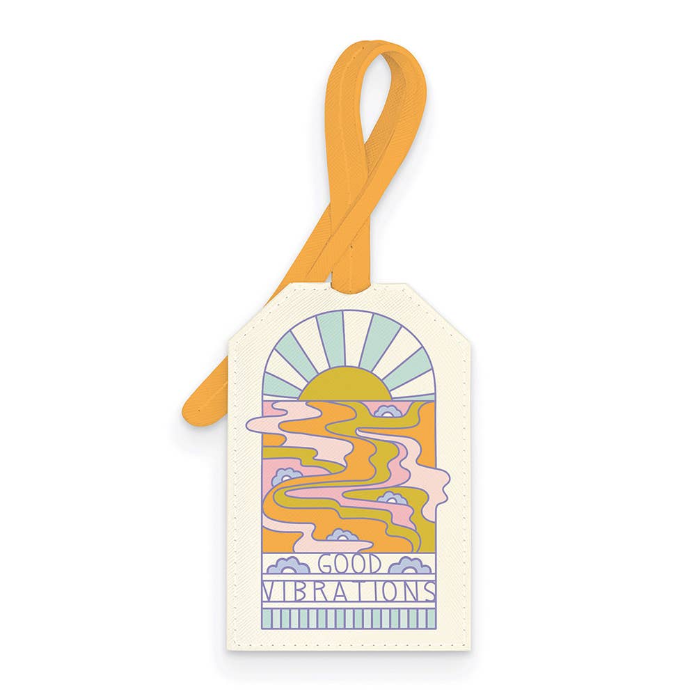 Good Vibrations Slide-Out Luggage Tag boho clothing, festival outfit, hippie style apparel | Elevated Hippie