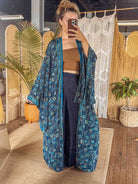 Gardenbelle Shop - BOHO Silk Bell Sleeve Long Maxi Kimono Duster Cardigan boho clothing, festival outfit, hippie style apparel | Elevated Hippie