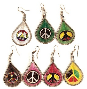 ASSORTED PEACE SIGN  DESIGN THREAD TEARDROP EARRINGS - The Elevated Hippie