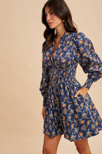 ZIPPERED FLORAL MINI DRESS