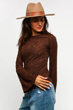 BELL BOTTOM LONG SLEEVE FLORAL JACQUARD KNIT TOP - The Elevated Hippie