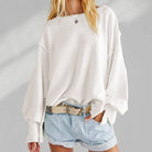 Lovesoft Oversized Crew Neck Casual Knit Sweatshirt Top boho clothing, festival outfit, hippie style apparel | Elevated Hippie