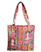 Boho Vintage-Inspired Frida Luxe Canvas Shoulder Tote Bag boho clothing, festival outfit, hippie style apparel | Elevated Hippie