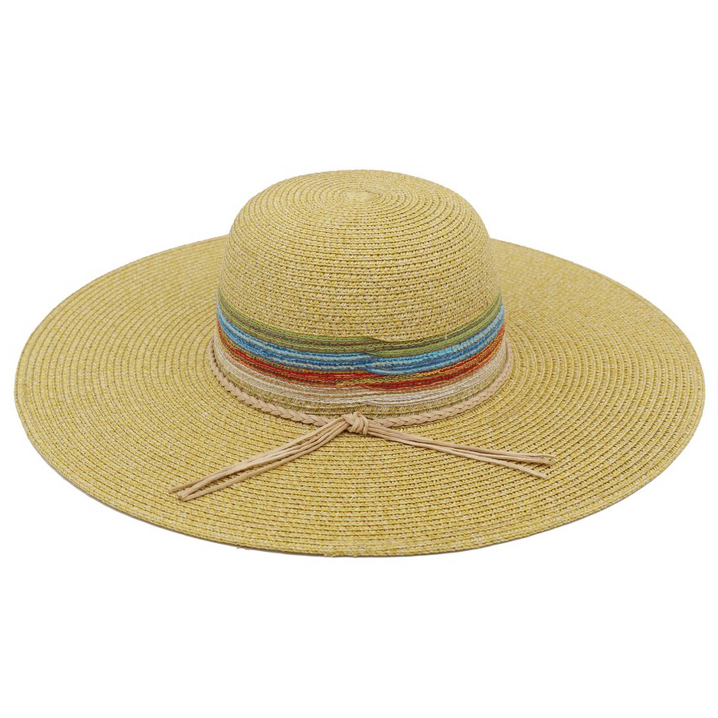 Multiple Stripes Wide Brim Straw Sun Hat boho clothing, festival outfit, hippie style apparel | Elevated Hippie