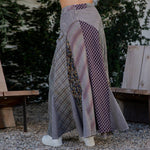 Boho Bias-Cut Skirt in Plaid Print & Stripe, Mixed Media  - The Elevated Hippie