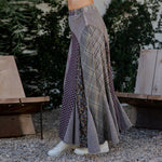 Boho Bias-Cut Skirt in Plaid Print & Stripe, Mixed Media  - The Elevated Hippie