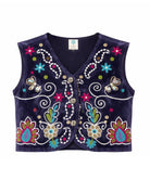 Boho Retro Flower Embroidered Women Velvet Vest boho clothing, festival outfit, hippie style apparel | Elevated Hippie