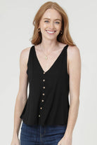 X2T72-ASIS V NECK SWINGY TANK TOP WITH OPEN BACK  BASIC TANK - The Elevated Hippie