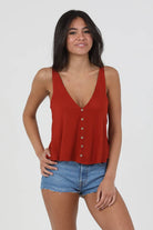 X2T72-ASIS V NECK SWINGY TANK TOP WITH OPEN BACK  BASIC TANK - The Elevated Hippie