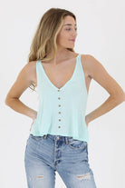 X2T72-ASIS V NECK SWINGY TANK TOP WITH OPEN BACK  BASIC TANK - The Elevated Hippie